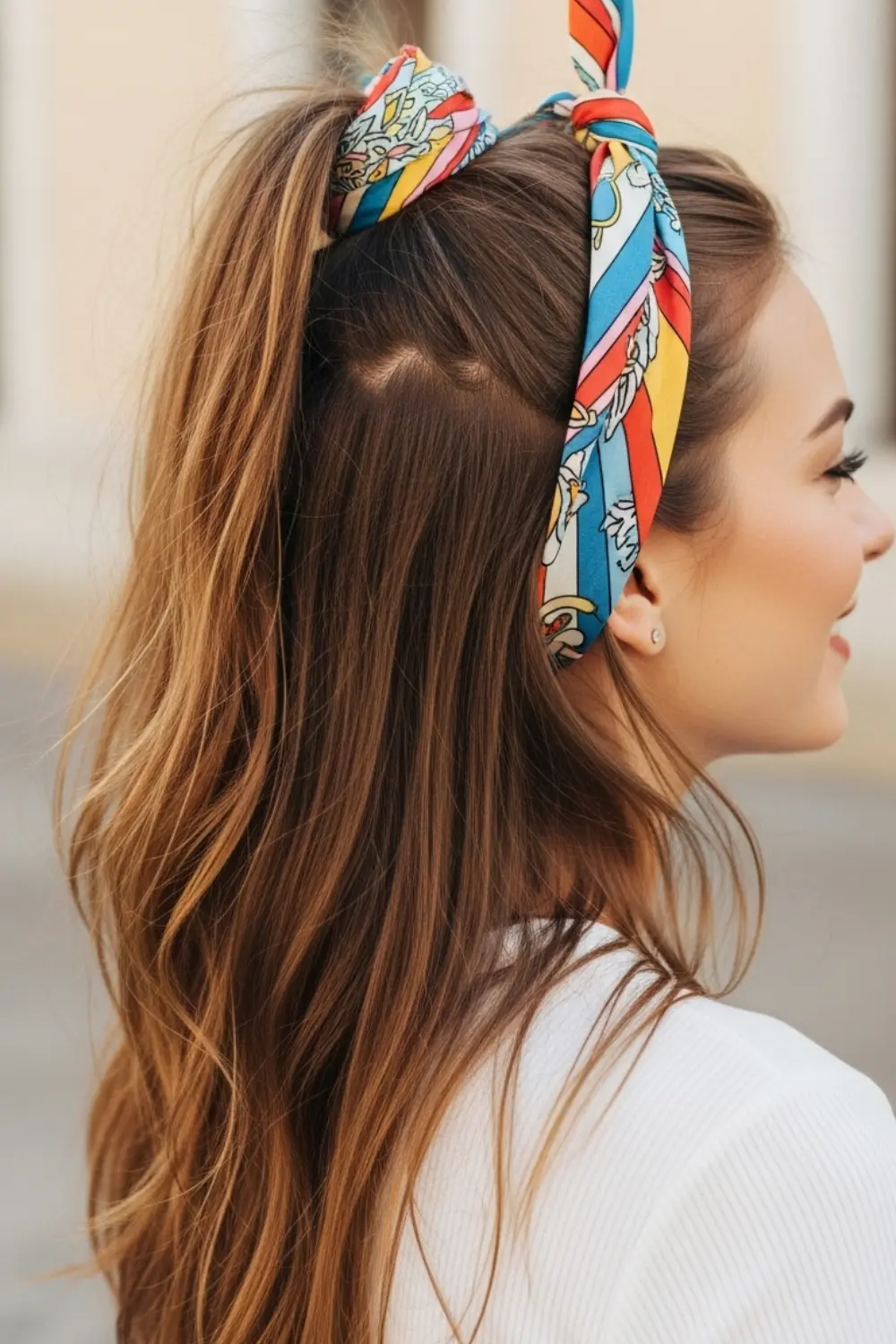 17 Easy Bandana Hairstyles Ideas for Every Hair Type & Length (2026) 9 Half-Up Bandana Style