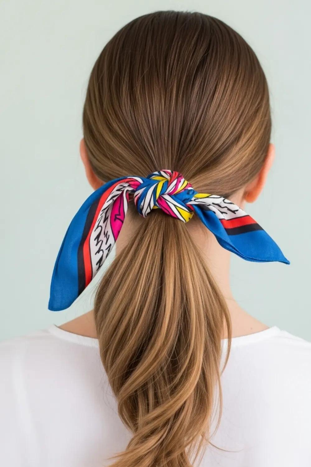17 Easy Bandana Hairstyles Ideas for Every Hair Type & Length (2026) 6 Low Ponytail Bandana Tie