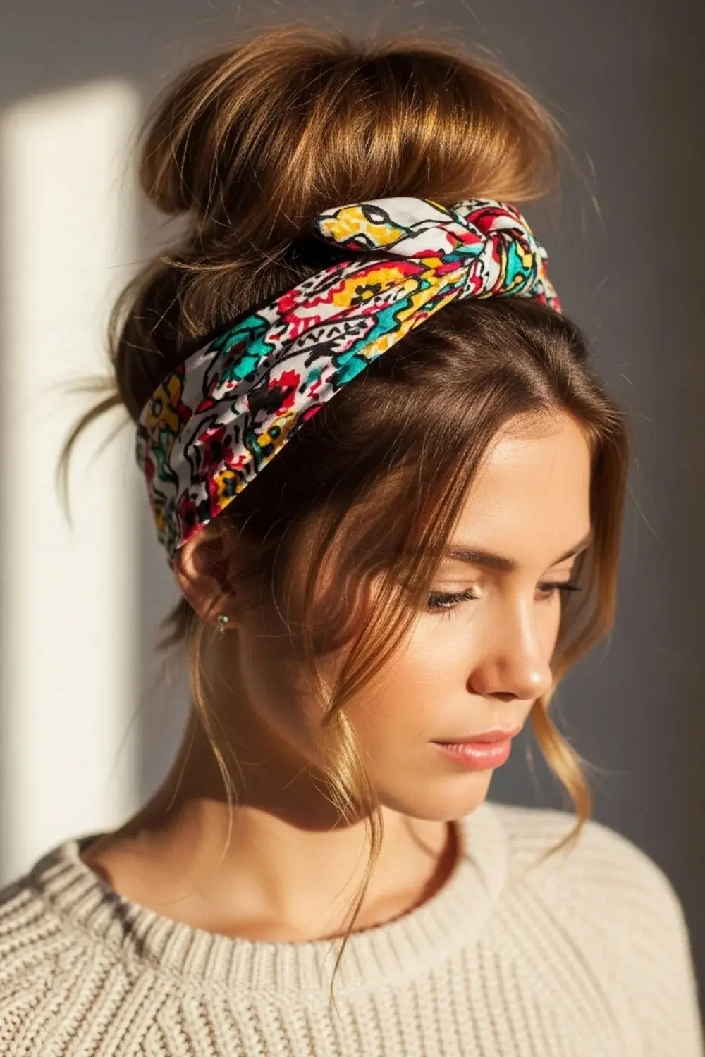 17 Easy Bandana Hairstyles Ideas for Every Hair Type & Length (2026) 18 Messy Bun with Bandana Base