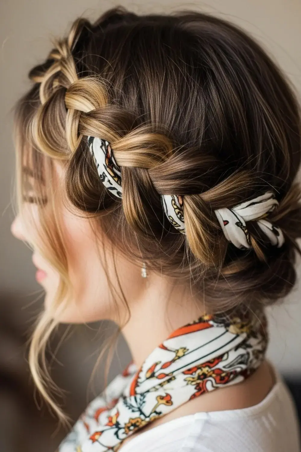 15 Scarf Hairstyles Ideas That Look Cute But Change Everything 4 The Bohemian Crown Braid glowcrafty.online