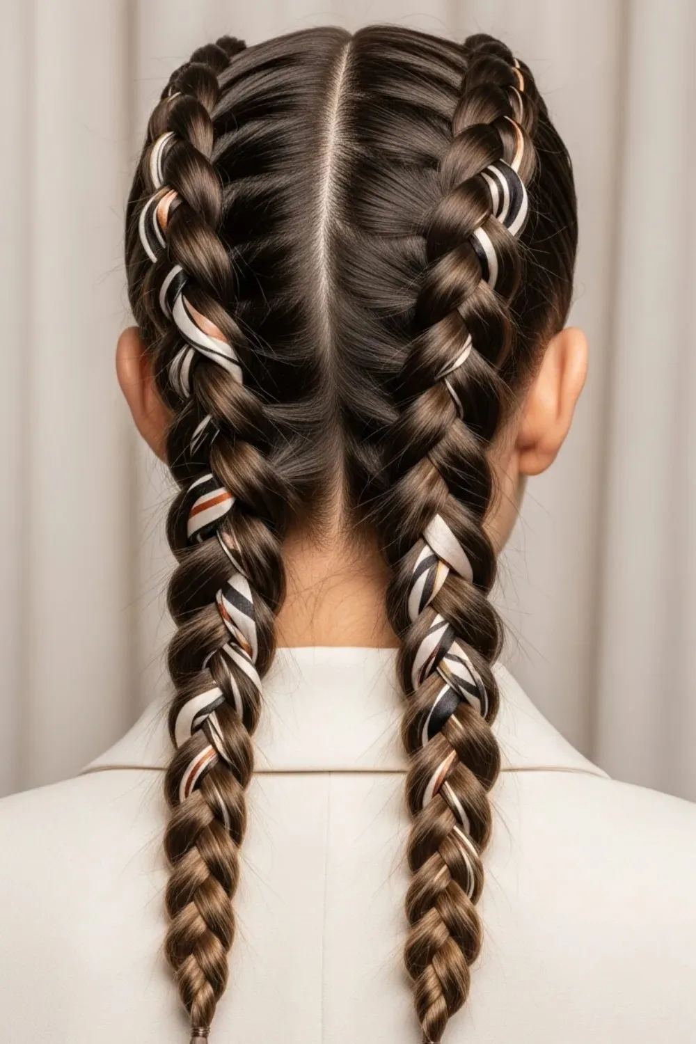 15 Scarf Hairstyles Ideas That Look Cute But Change Everything 9 The Double Braid Ribbon Weave glowcrafty.online