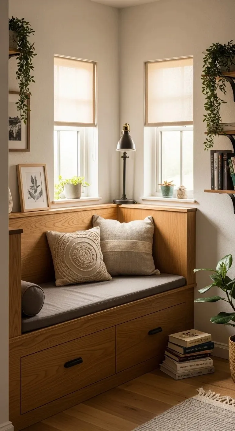 Built-in Reading Bench with Pillows