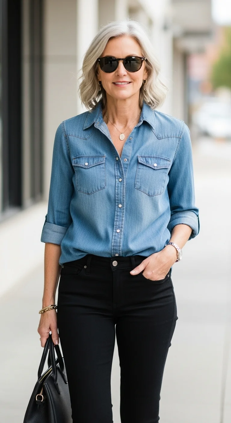 Chambray Shirt with Black Skinny Jeans glowcrafty.online