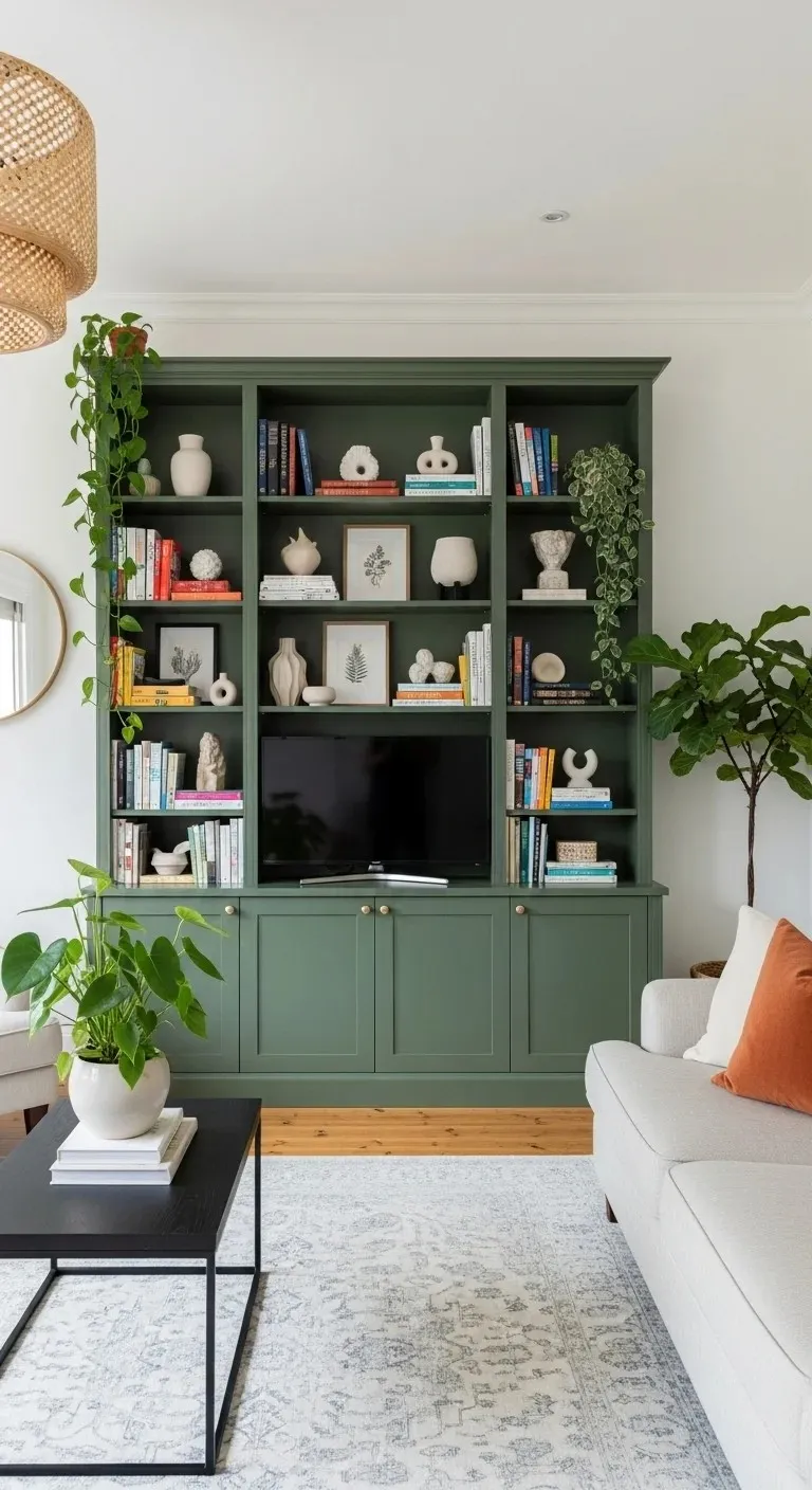 Forest Green Bookshelf or Built-in Cabinets glowcrafty.online