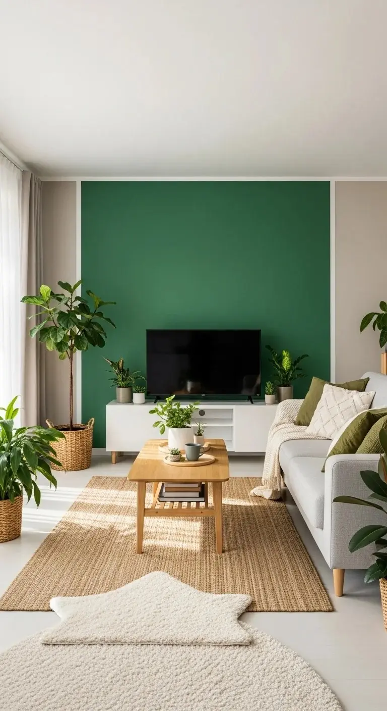Green Accent Wall Behind the TV glowcrafty.online