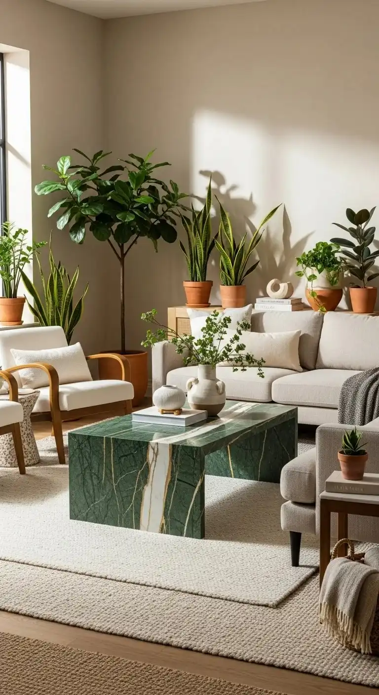 Green Marble or Stone Coffee Table glowcrafty.online