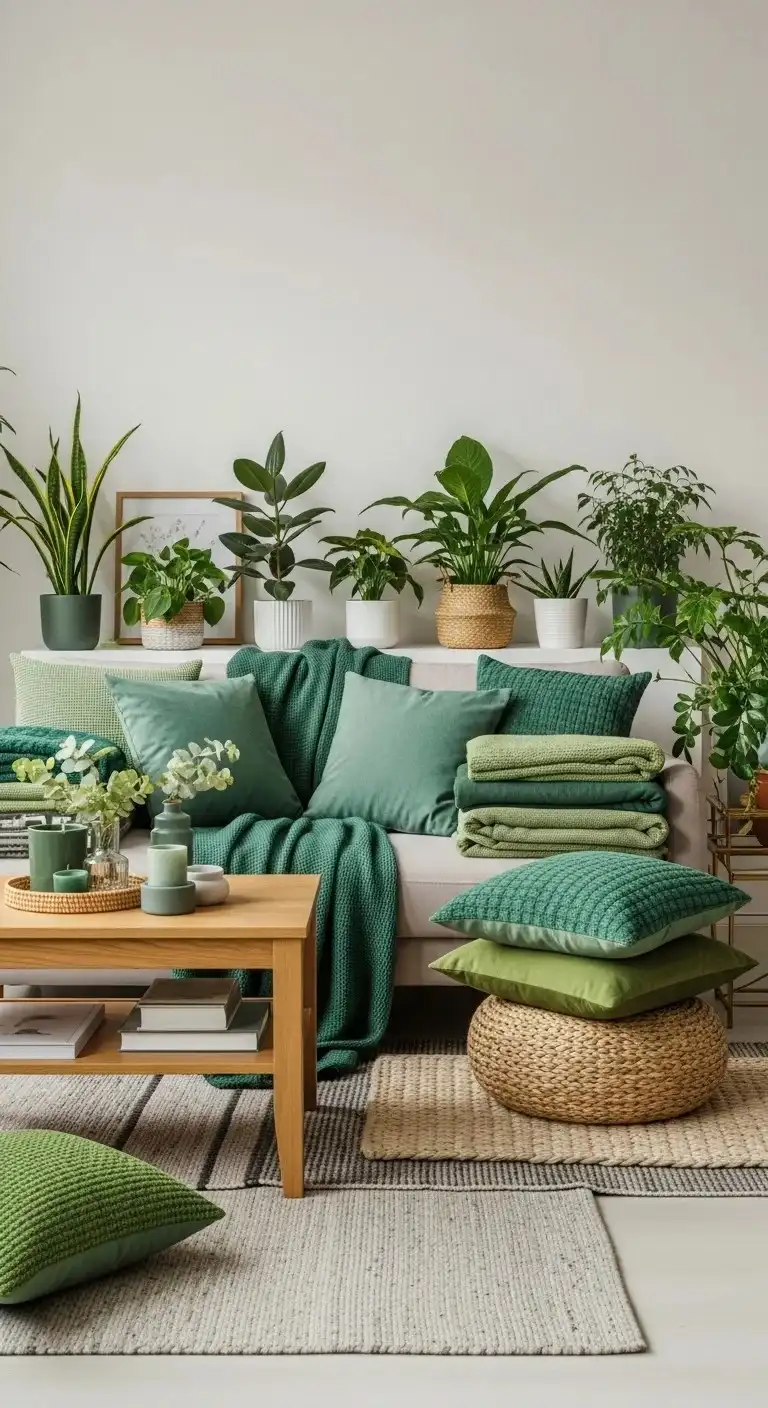 Green Throw Pillows and Blankets glowcrafty.online