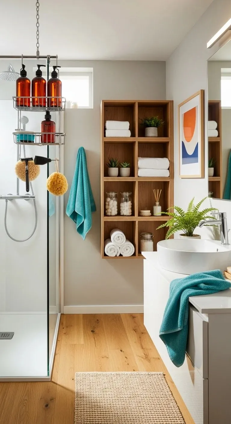 Install a Shower Caddy and Bathroom Organizers