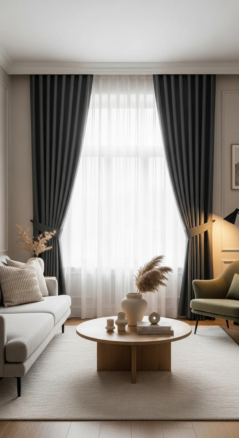 Layered Curtains with Blackout Lining