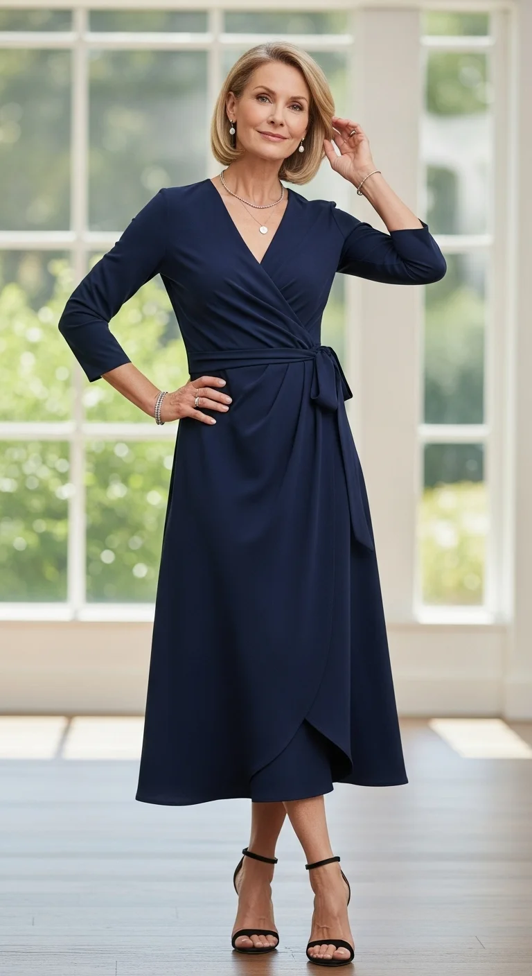 Midi Wrap Dress in a Solid Color glowcrafty.online