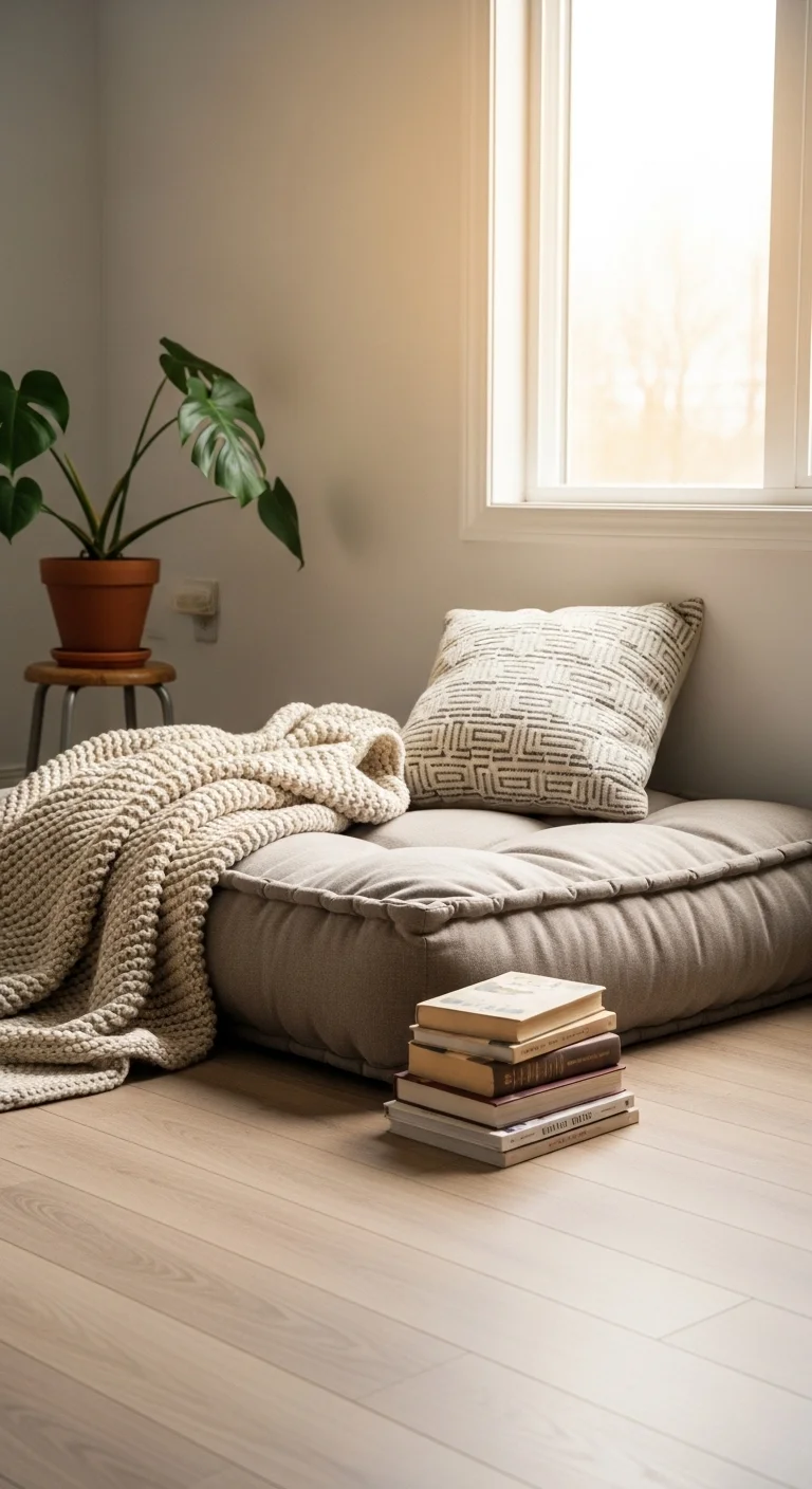 Minimalist Floor Cushion Reading Area