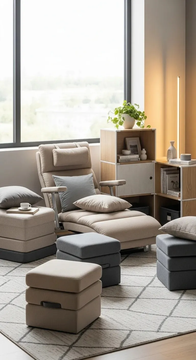 Modular Reading Corner with Adjustable Elements