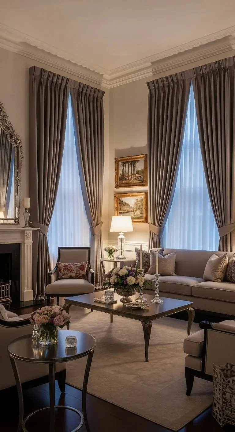 Pinch Pleat Curtains for Formal Living Rooms