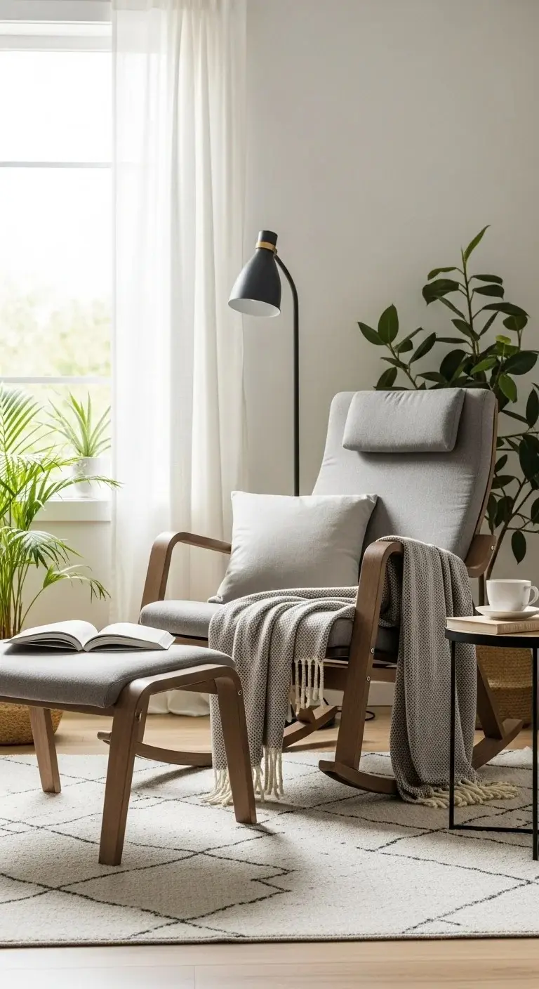 Reading Corner with Rocking Chair and Footstool