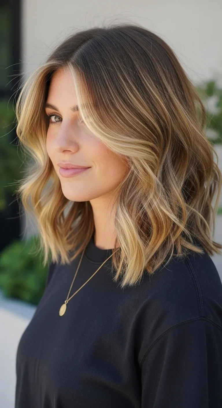 Tousled Medium Cut with Beach Waves glowcrafty.online